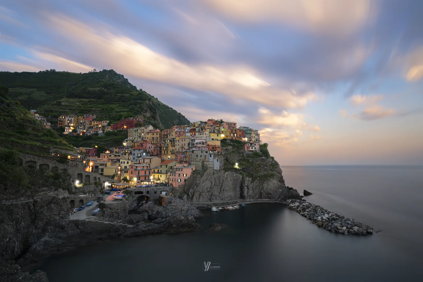 Manarola at Sunset — Cinque Terre, Italy, photograph by Yaniv Bekerman