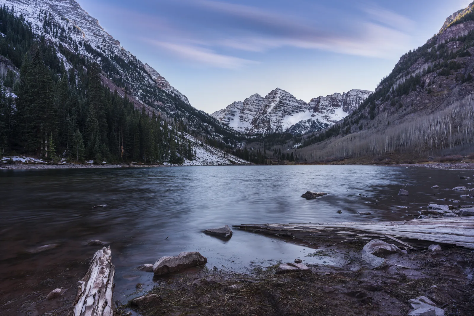 Maroon Bells in Winter — Aspen, Colorado, photograph by Yaniv Bekerman