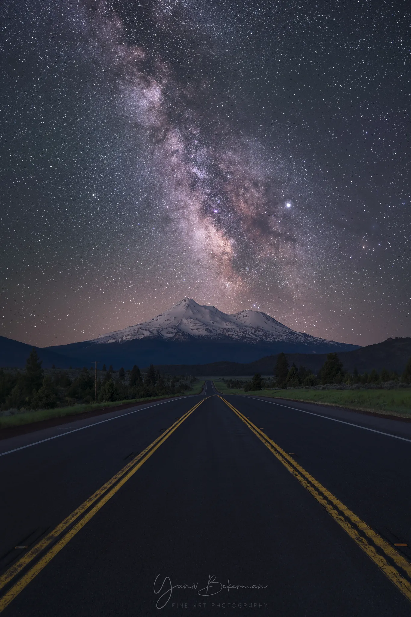 Mt. Shasta, Milky Way, Mt. Shasta, California, photograph by Yaniv Bekerman
