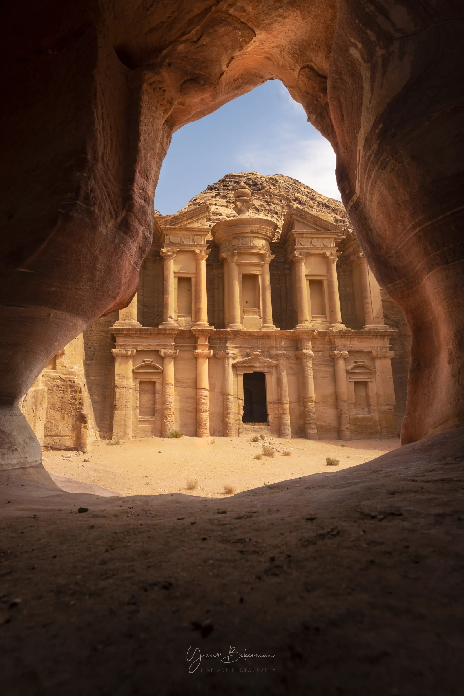 Ad Deir Through the Cave — Petra, Jordan, photograph by Yaniv Bekerman